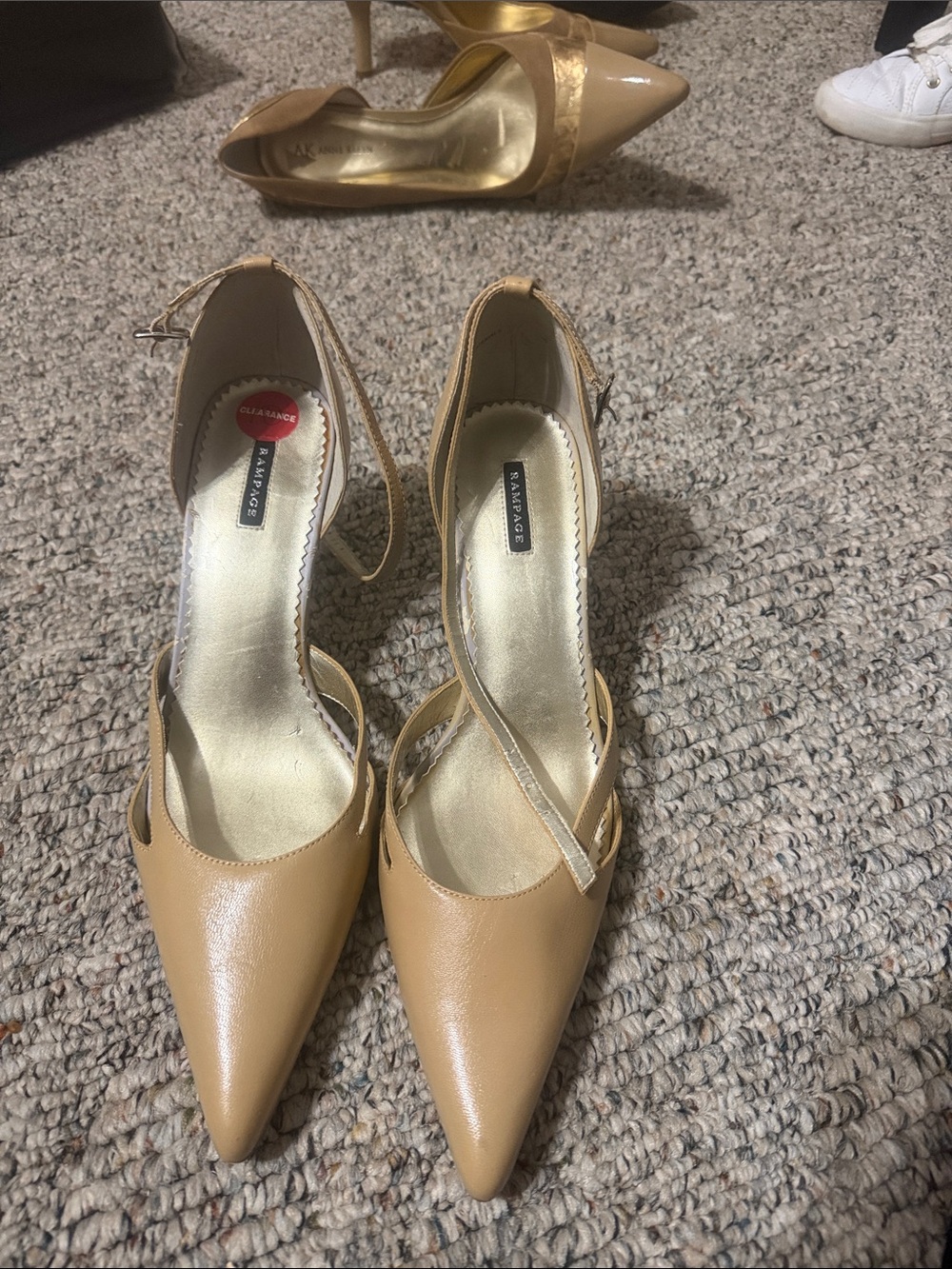 Rampage Beige Pointed Toe Ankle Strap Heels
